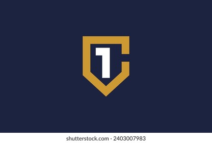 Buchstabe c und Nummer 1 mit Schild Logo Symbol Design Vektordesign-Vorlage Inspiration