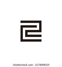 Letter C number 2 square geometric symbol simple logo vector