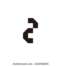Letter C number 2 square geometric symbol simple logo vector