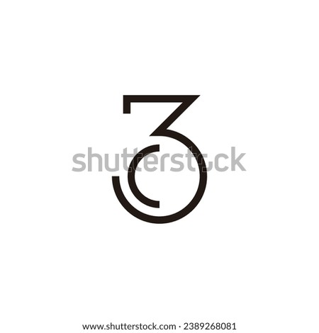 Letter c number 3 curve geometric symbol simple logo vector