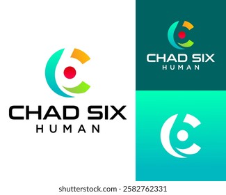 Letter C number 6 human logo design.