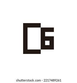 Letra C número 6, símbolo geométrico cuadrado simple vector de logotipo