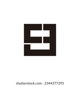 Buchstabe c Nummer 8 quadratisches geometrisches Symbol, einfaches Logo, Vektorgrafik
