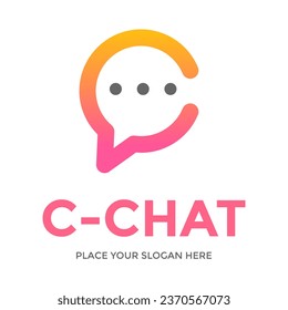 Letter C or number chat vector logo template. This design use communication symbol. Suitable for business