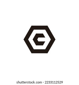 Letter C in O, hexagon geometric symbol simple logo vector