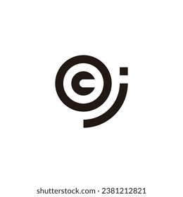 Letter c, o and j circle round geometric symbol simple logo vector