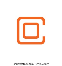 letter C and O monogram square shape logo orange