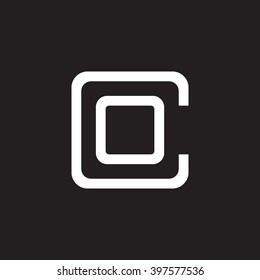 letter C and O monogram square shape logo white black background