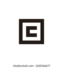 Letter c in O, square geometric symbol simple logo vector