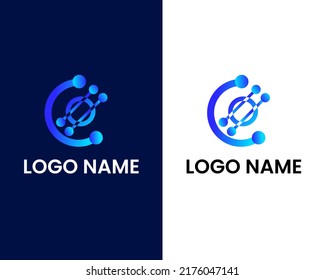 letter c and o with tech modern logo design template