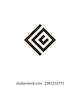 Letter c, o and U square, elegant geometric symbol simple logo vector