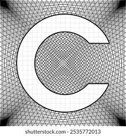 Letra C sobre fondo abstracto en forma cuadrada. Simple y elegante