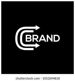 Letter C and C on Black Background.  Logo Design Template. Flat design. Letter CC