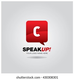 Letter C on bubble talk as an integrated communication. Design Template for the company and campaign activities