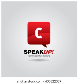 Letter C on bubble talk as an integrated communication. Design Template for the company and campaign activities