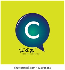Letter C on bubble talk icon as an integrated communication. Design Template for the communication, commercial, technology, and campaign activities