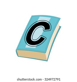 Letter C on cover of retro books. Concept of template elements alphabet