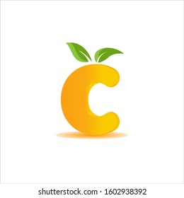 Letter C orange nature logo design. lemon logo vector. fresh fruit logo design