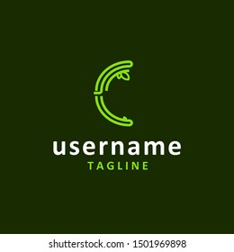 letter c organic monoline logo design inspiration . letter c with leaf . natural c logo template . nature monoline logo