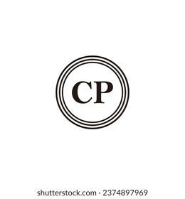 Letra C y líneas de círculo P símbolo geométrico simple vector de logotipo