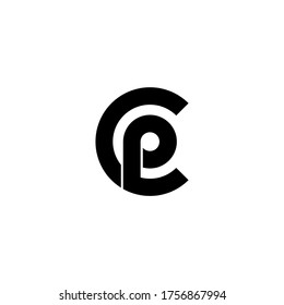 letter C and P, CP, PC logo, monogram line art design template