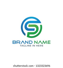 Letter C and P Inside Circle with Blue and Green Color