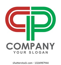 letter C and letter P with line style logo design
