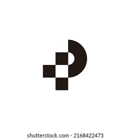 Letra C y símbolo geométrico cuadrado símbolo simple vector de logotipo