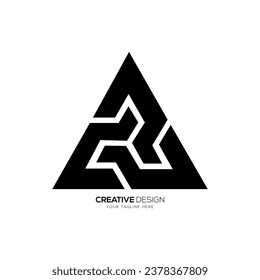Letter c p u with modern triangle shape abstract monogram typography logo