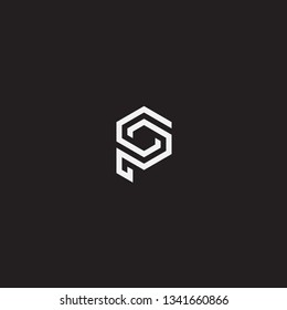 Letter C And P Vector Logo. Black Background.