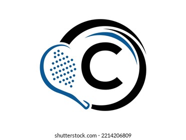 Letter C Padel Racket Logo Design Vector Template. Beach Table Tennis Club Symbol. business, and company identity