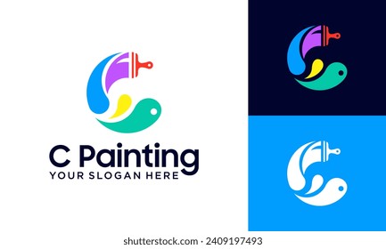 letter c and paint logo design