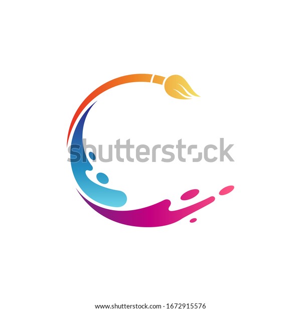 Letter C Paintbrush Logo Creative Art Stock Vector Royalty Free