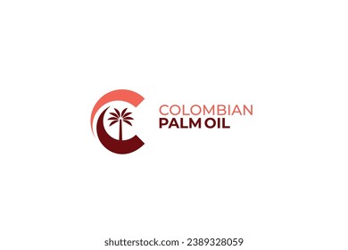 letter c palm tree vector template logo design