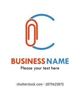 Letter c with paper clip alphabet. Suitable for Business and education logo concept 