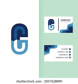 Letter C Paper Cut Style with Business Card. Font C Uppercase Logo for Creative Business 