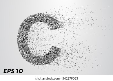 Letter C from the particles. The letter C consists of circles and points. Vector illustration.