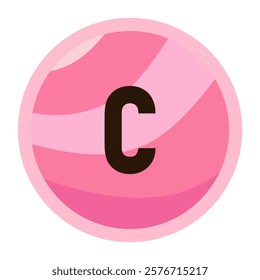 Letter c in a Pastel Pink Candy Style - A Beautiful Symbol for Valentine’s Greetings