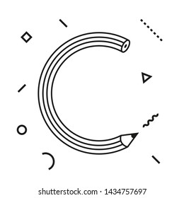 Letter C - Pencil Alphabet for children and school
