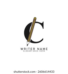 Letter C Pencil Logo Design. Alphabet C Lead Pencil Icon