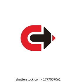 letter c pencil shape geometric arrow education logo vector