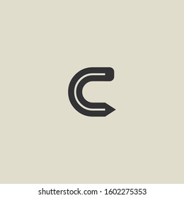 Letter C pencil shape logo design. Link icon in flat style isolated on grey background. Graphic alphabet symbol for your corporate business identity, website, app, UI. Arts logo design inspiration.