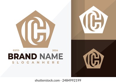 Letter C Pentagon Logo design vector symbol icon illustration