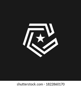 Letter C pentagonal with star logo design logo template