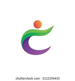 Letter c with people activity abstract logo design