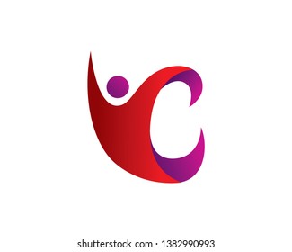 Letter C People Logo Template, Icon, Symbol
