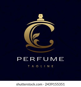 Letra C Perfume Logo Design, Elegante Lujo Aroma Inicial Logo