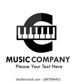 Letter c with piano logo template illustration. suitable for music studio, brand, web, identity, label etc