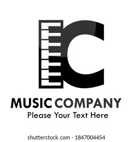 Letter c with piano logo template illustration. suitable for music studio, brand, web, identity, label etc