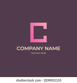 Letter C pink gradient logo with  background, Technology logo letter C style
